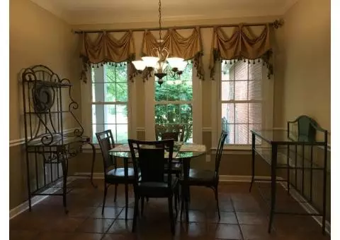 Glass Top Dining Set with Bakers Rack & Buffet